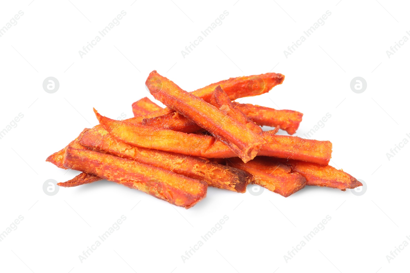 Photo of Delicious sweet potato fries on white background