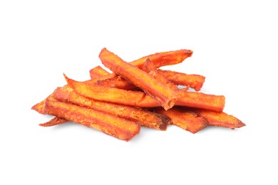Photo of Delicious sweet potato fries on white background