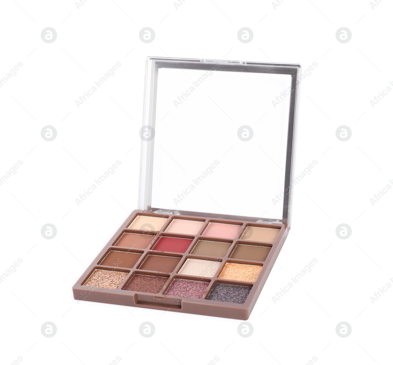 Photo of Beautiful eyeshadow palette isolated on white. Makeup product