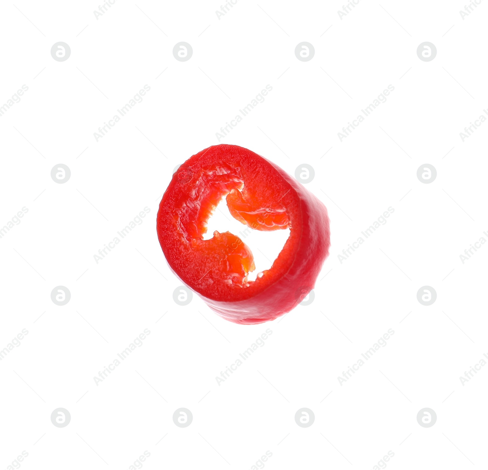 Photo of Piece of red hot chili pepper isolated on white