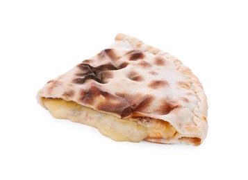 Photo of Tasty pizza calzone with cheese isolated on white