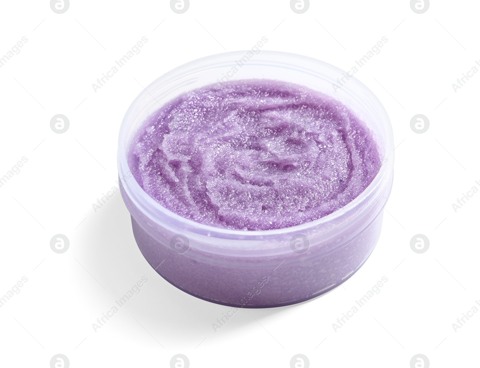 Photo of Container with natural scrub on white background