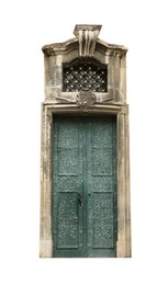 Image of Beautiful antique wooden door isolated on white