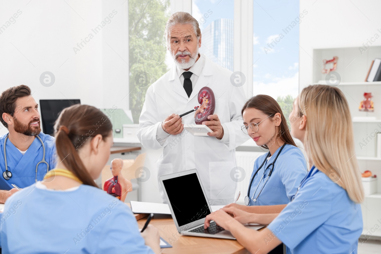 Photo of Doctor giving lecture for interns in university