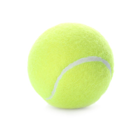 Photo of Bright yellow tennis ball isolated on white
