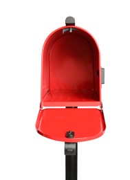 Photo of Open red letter box on white background