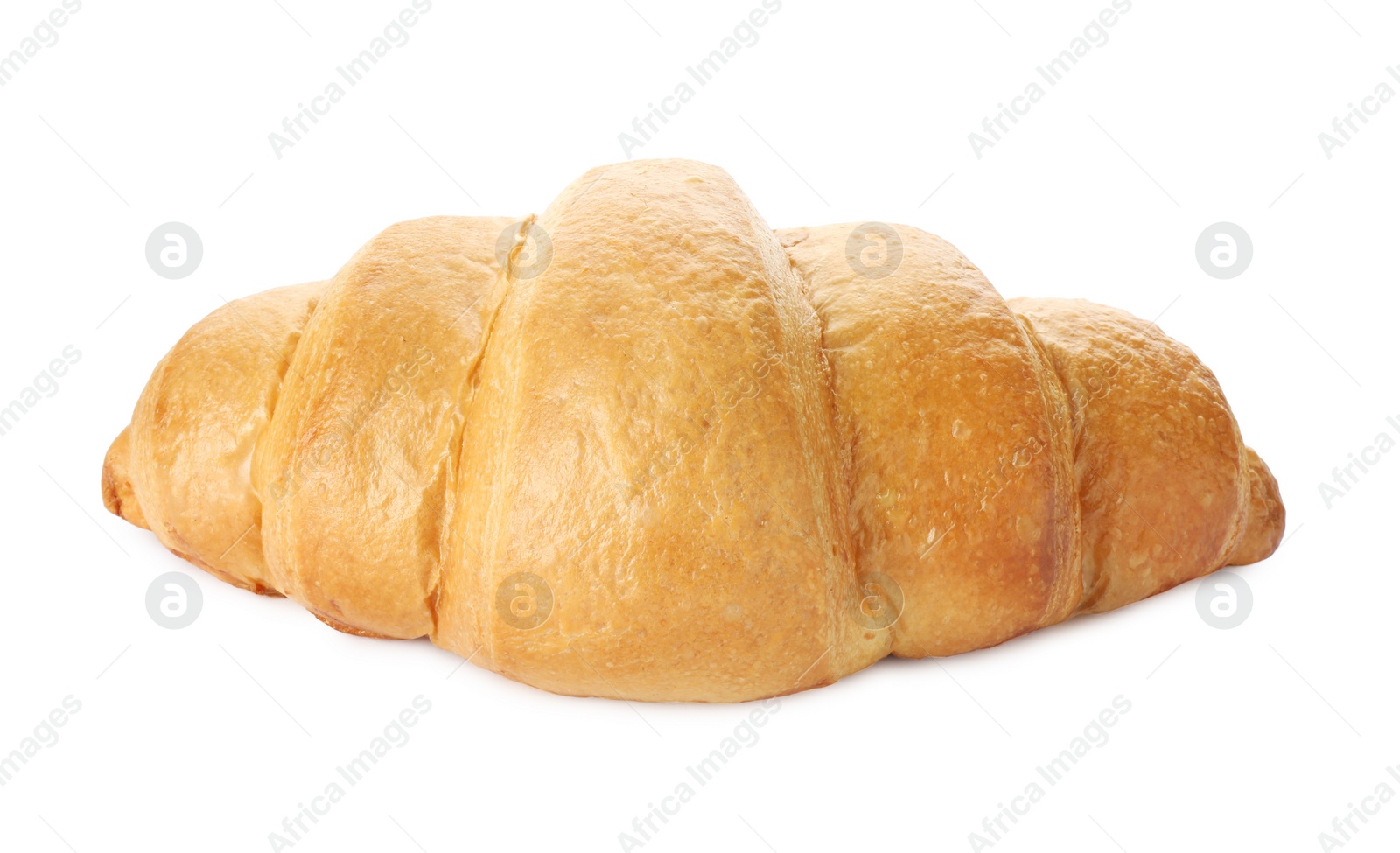 Photo of One delicious fresh croissant isolated on white