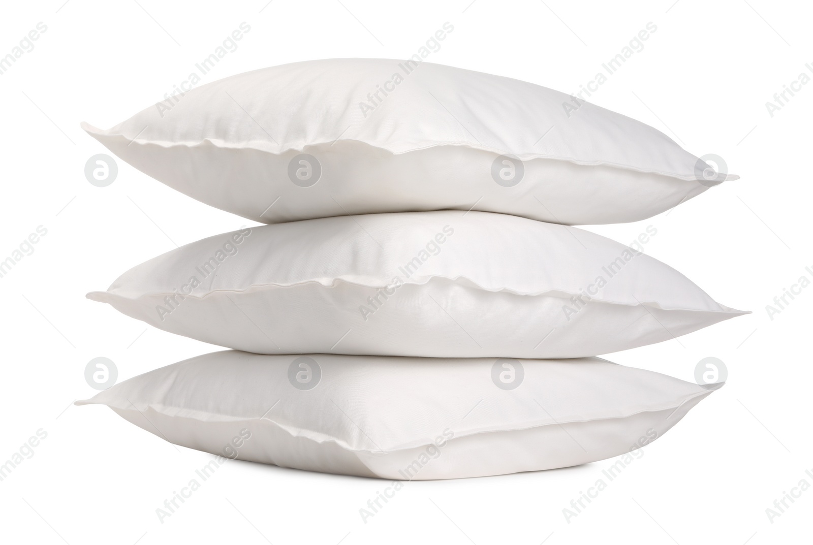 Photo of Stack of soft pillows isolated on white