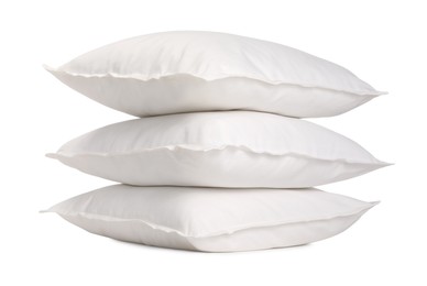 Stack of soft pillows isolated on white