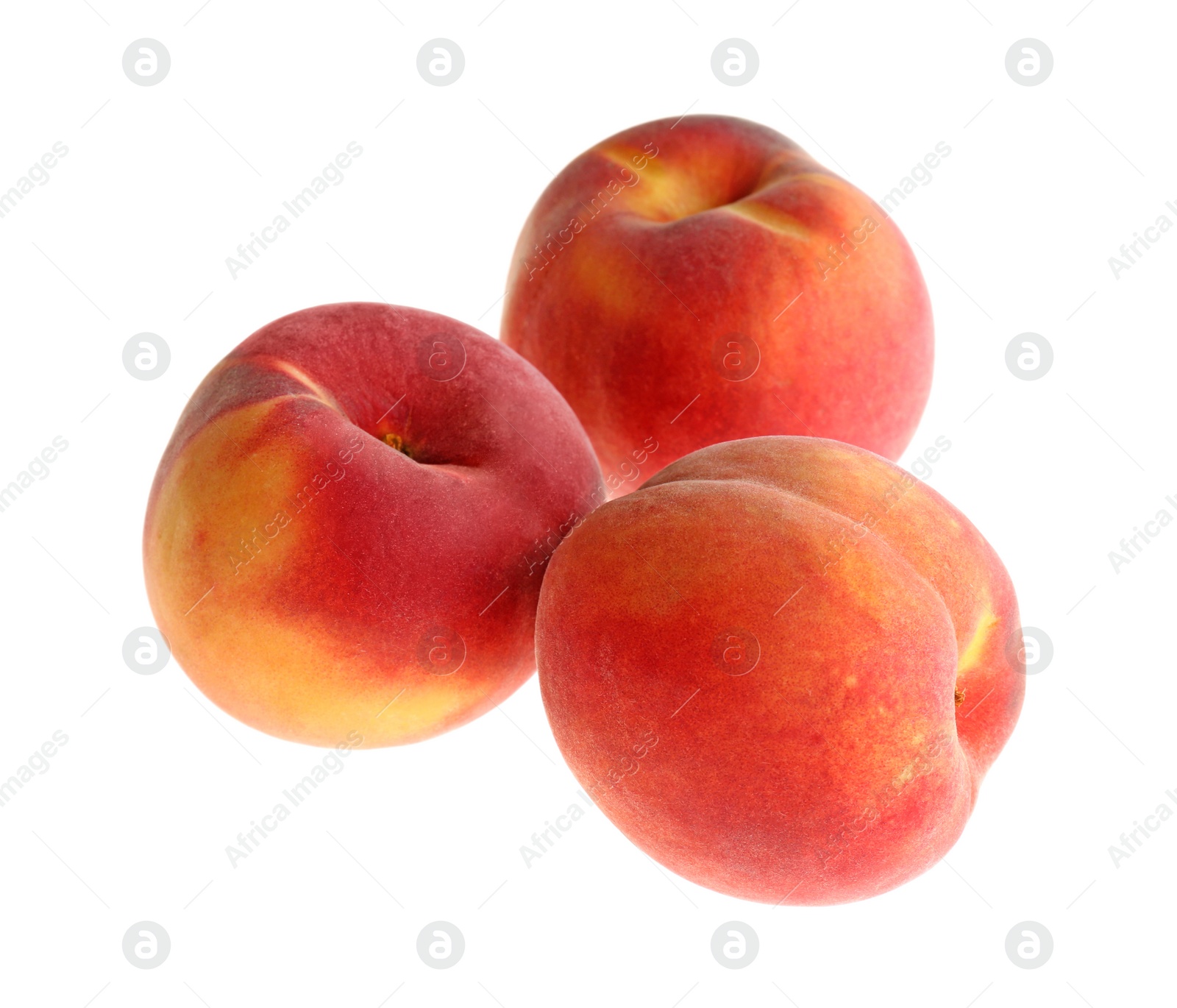 Photo of Delicious ripe juicy peaches isolated on white