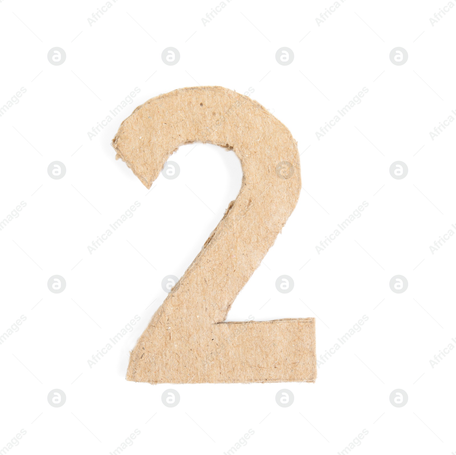 Photo of Number 2 made of cardboard isolated on white