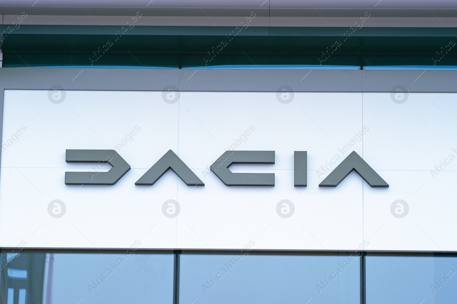 Photo of Warsaw, Poland - September 10, 2022: Beautiful modern Dacia logo on building