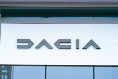 Warsaw, Poland - September 10, 2022: Beautiful modern Dacia logo on building