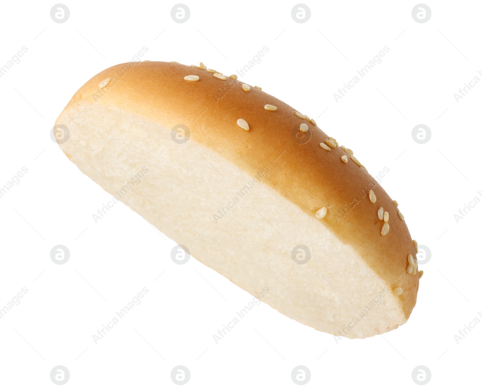 Photo of Half of fresh burger bun isolated on white