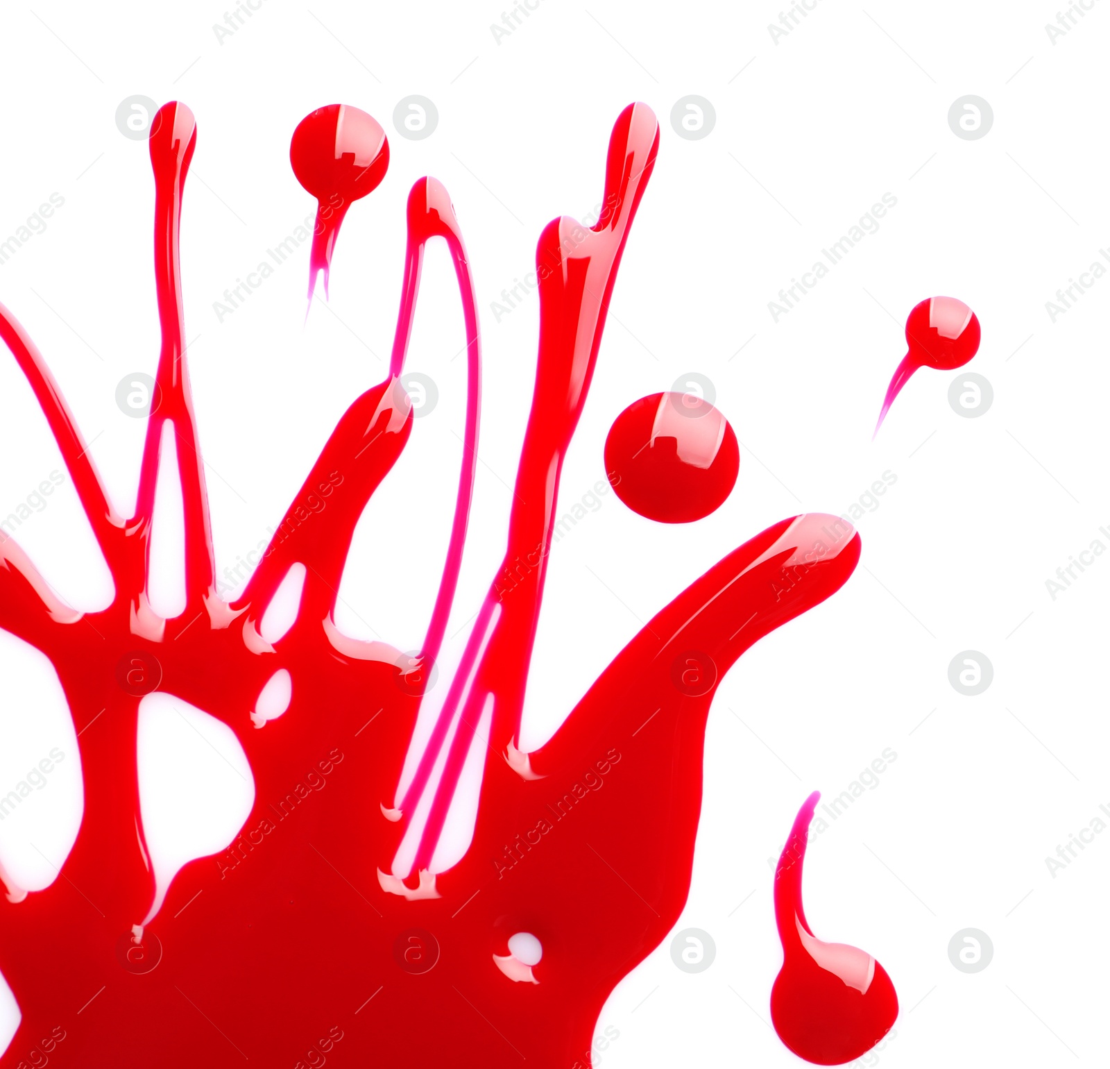 Photo of Blot of colorful nail polish on white background