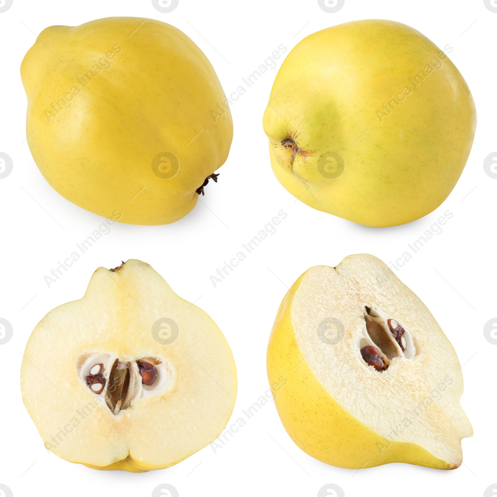 Image of Fresh ripe quince fruits isolated on white, set