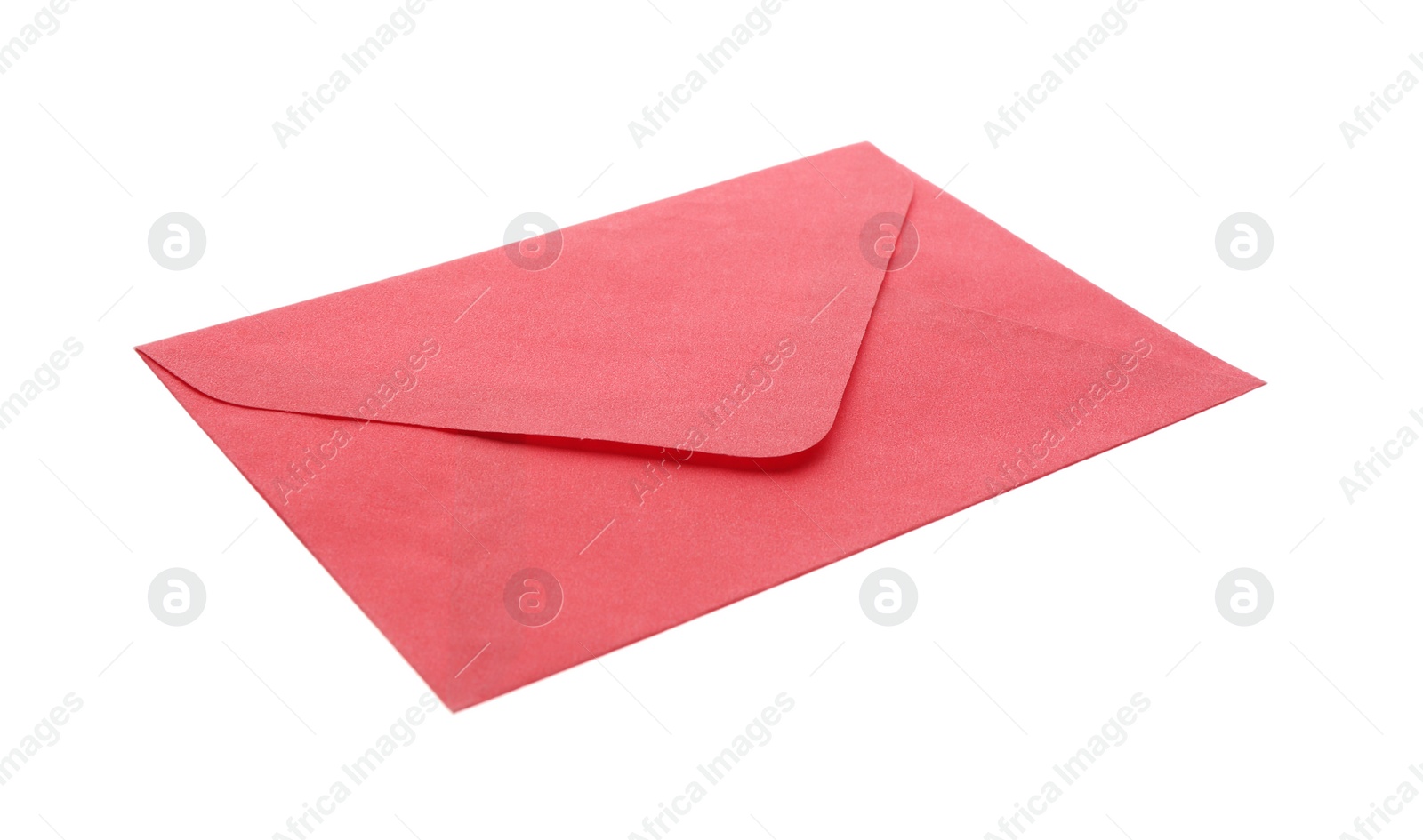 Photo of Red paper envelope isolated on white. Mail service