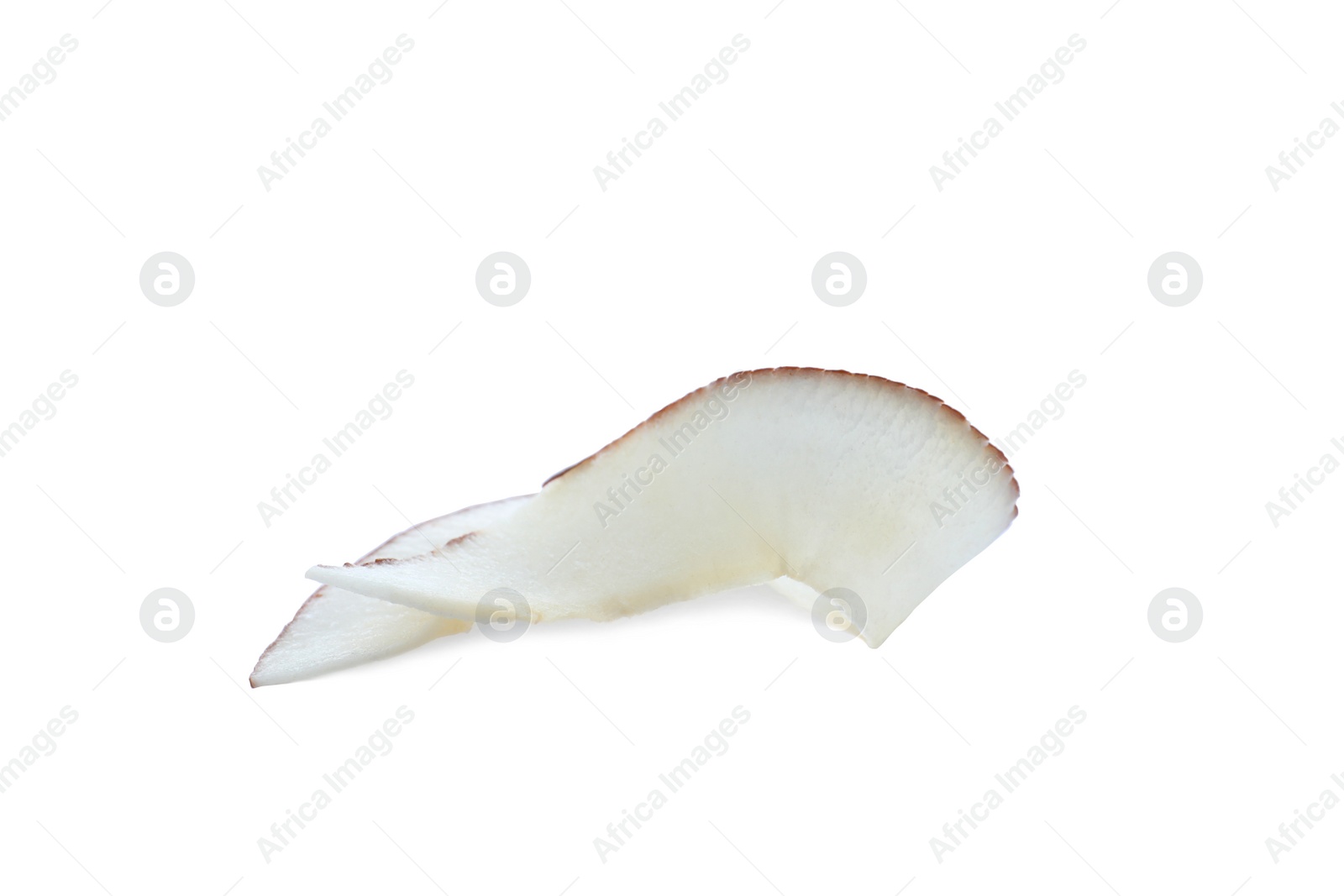 Photo of Tasty fresh coconut flake isolated on white