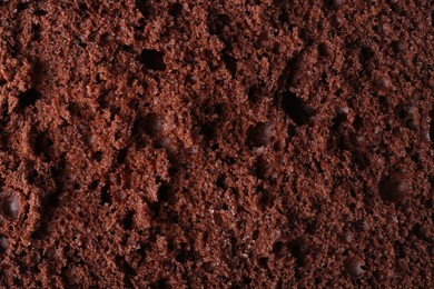 Photo of Tasty chocolate sponge cake as background, closeup