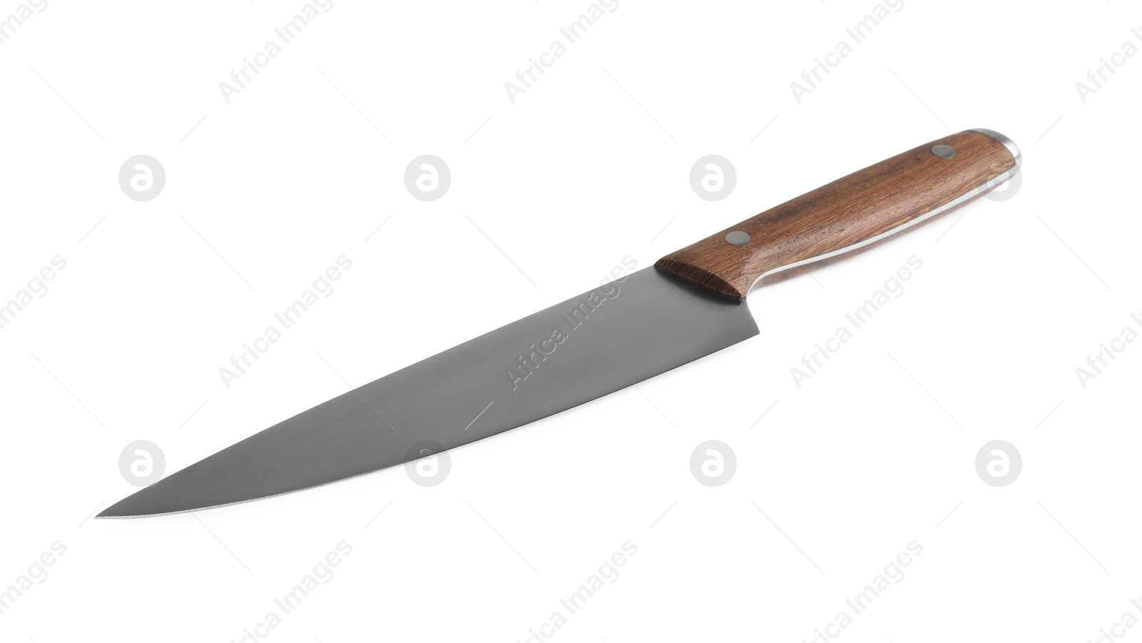 Photo of One knife with wooden handle isolated on white