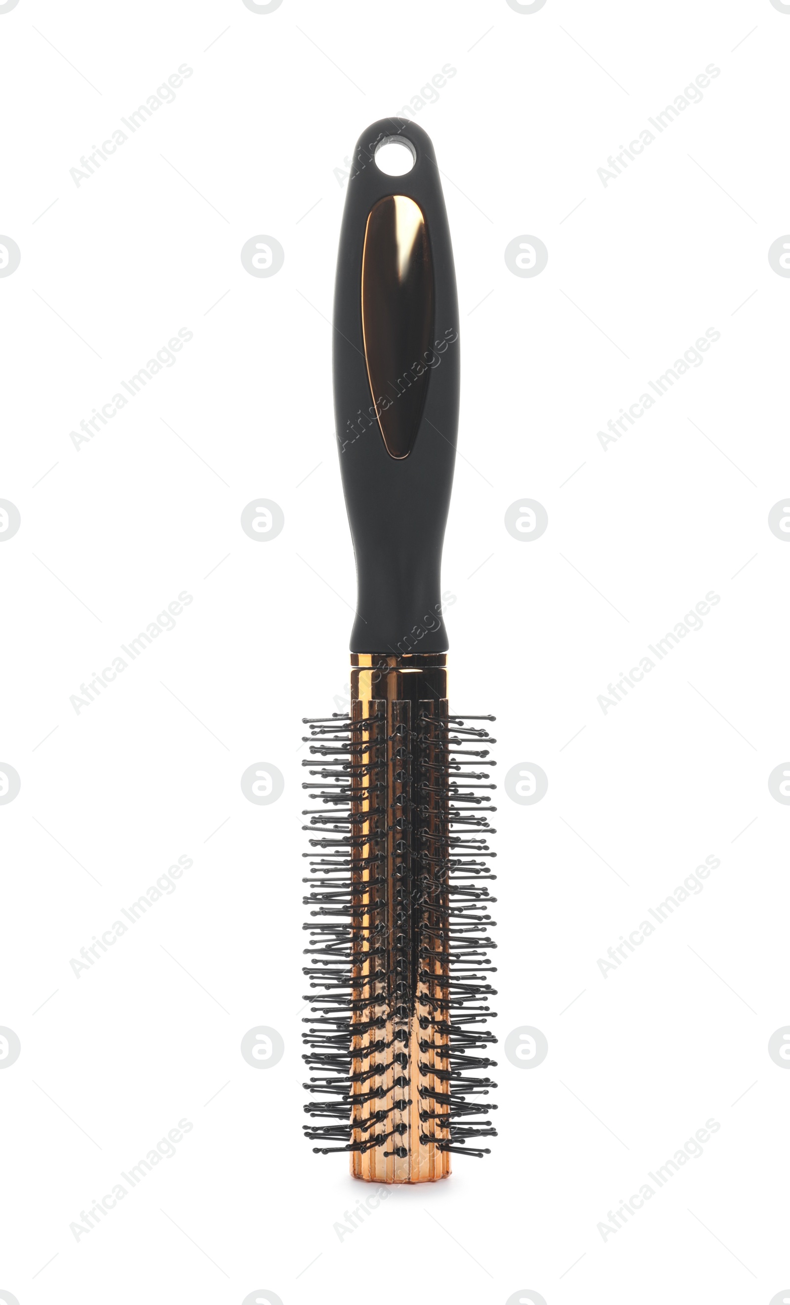 Photo of New round hair brush isolated on white