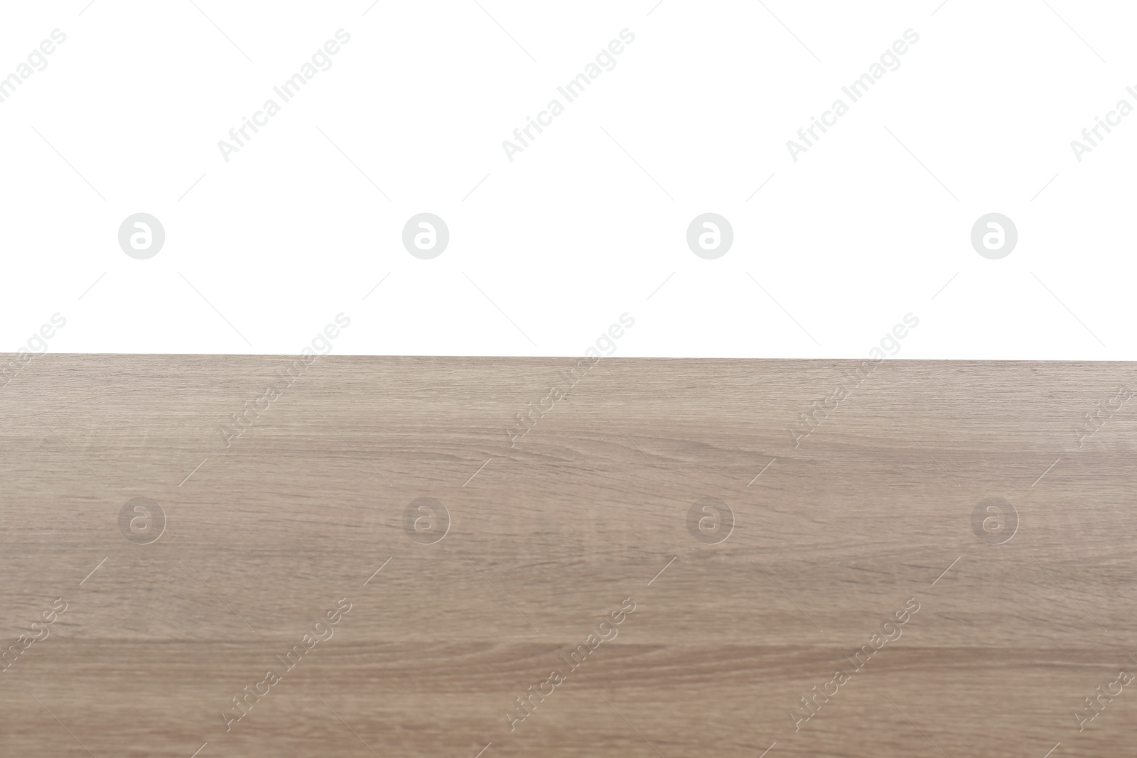 Photo of Stylish wooden table top against white background