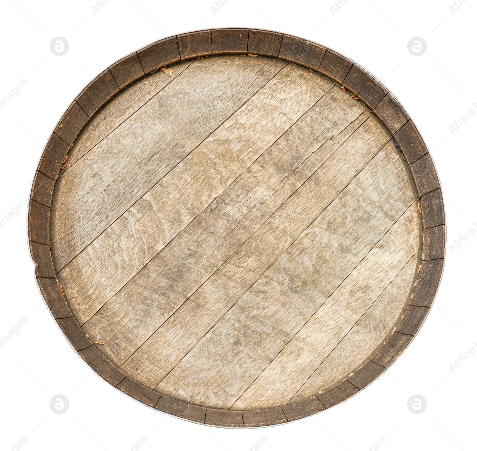 Image of Wooden barrel isolated on white, top view