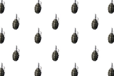 Image of Set with hand grenades on white background
