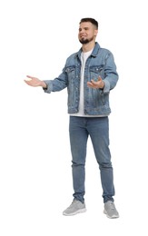 Man in denim clothes isolated on white