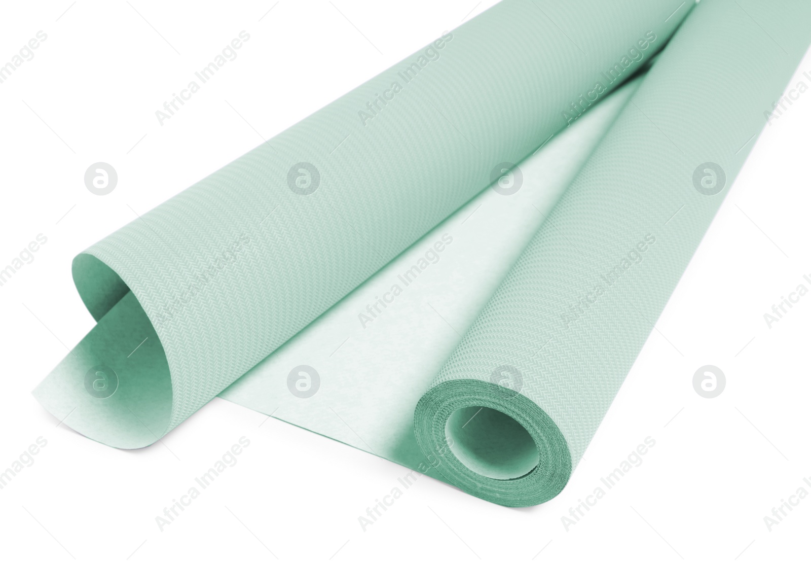 Image of One mint color wallpaper roll isolated on white