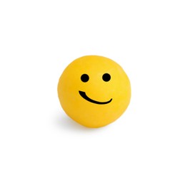 Image of Orange pill with grinning face on white background