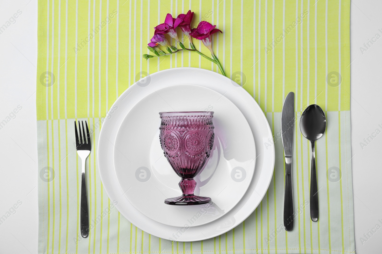 Photo of Stylish table setting on white background, top view