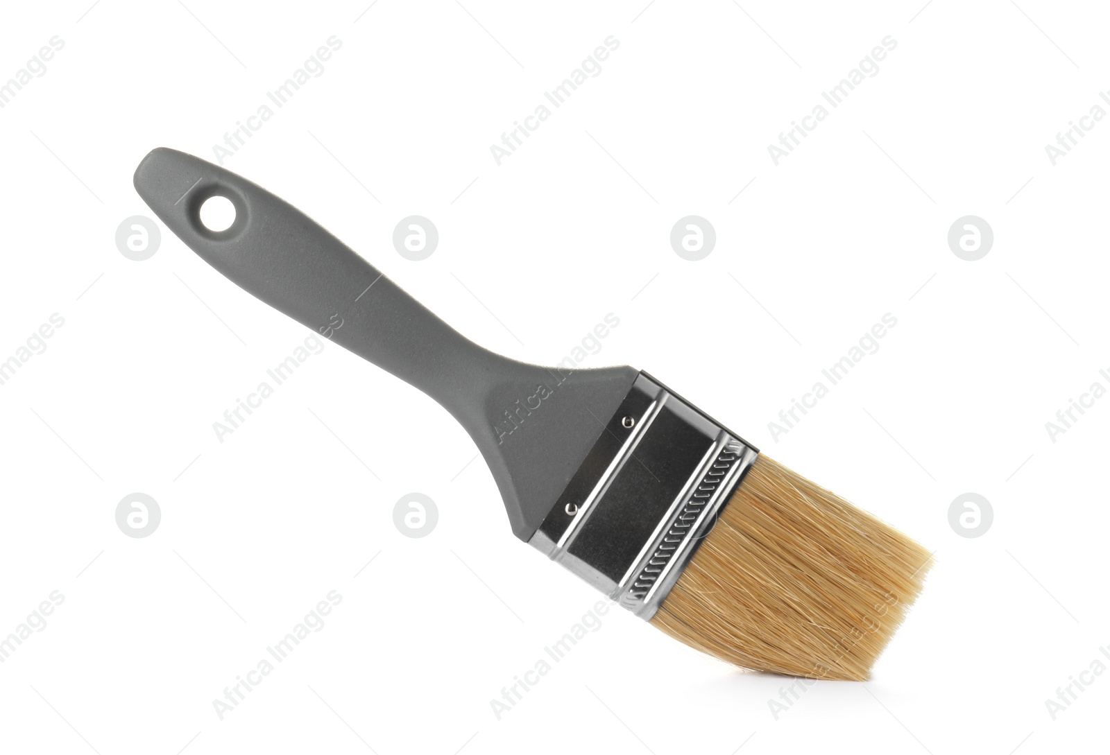 Photo of New paint brush on white background. Decorating tool