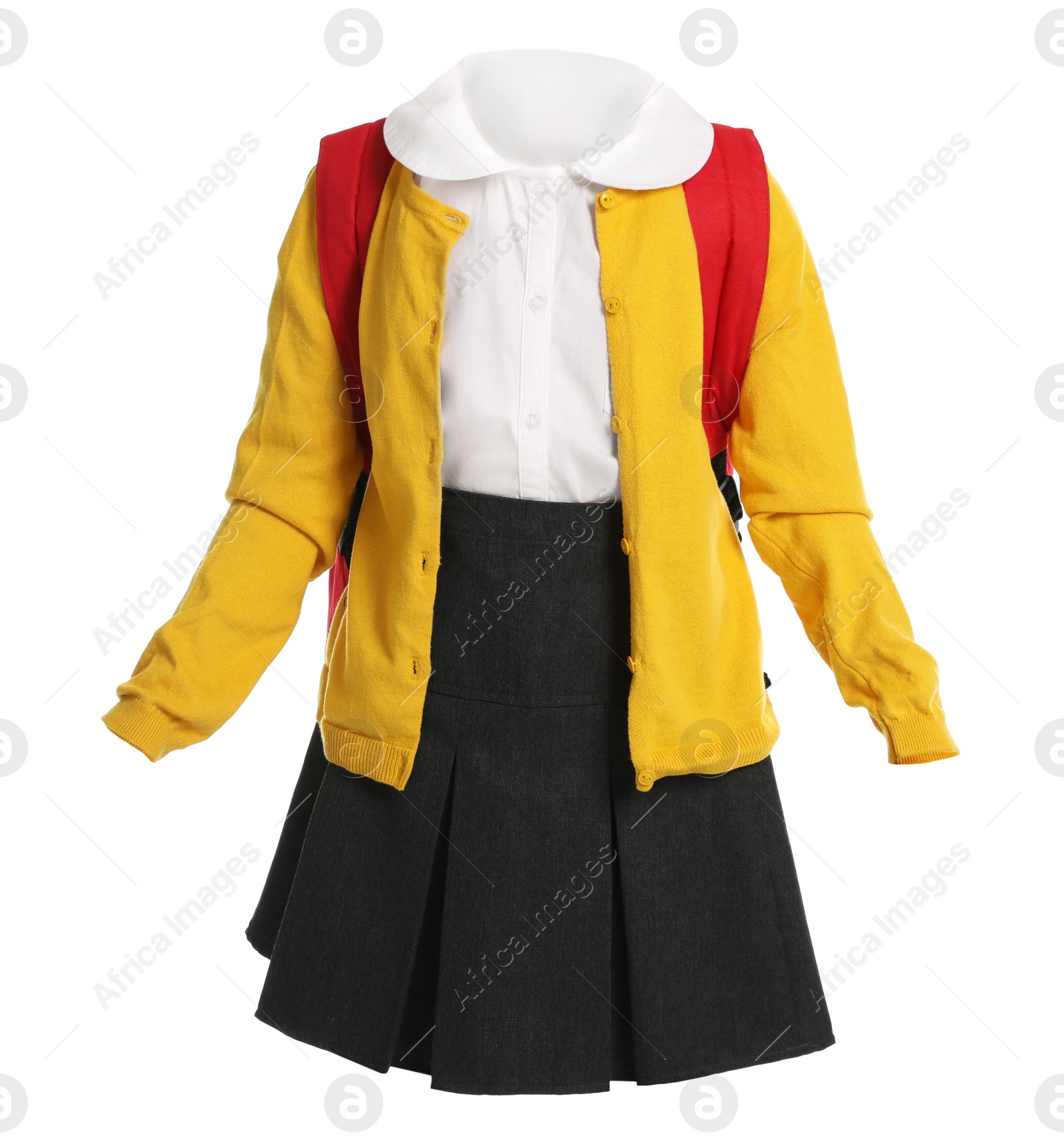 Image of School uniform for girl on white background