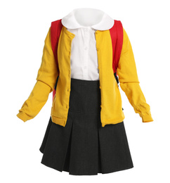 Image of School uniform for girl on white background