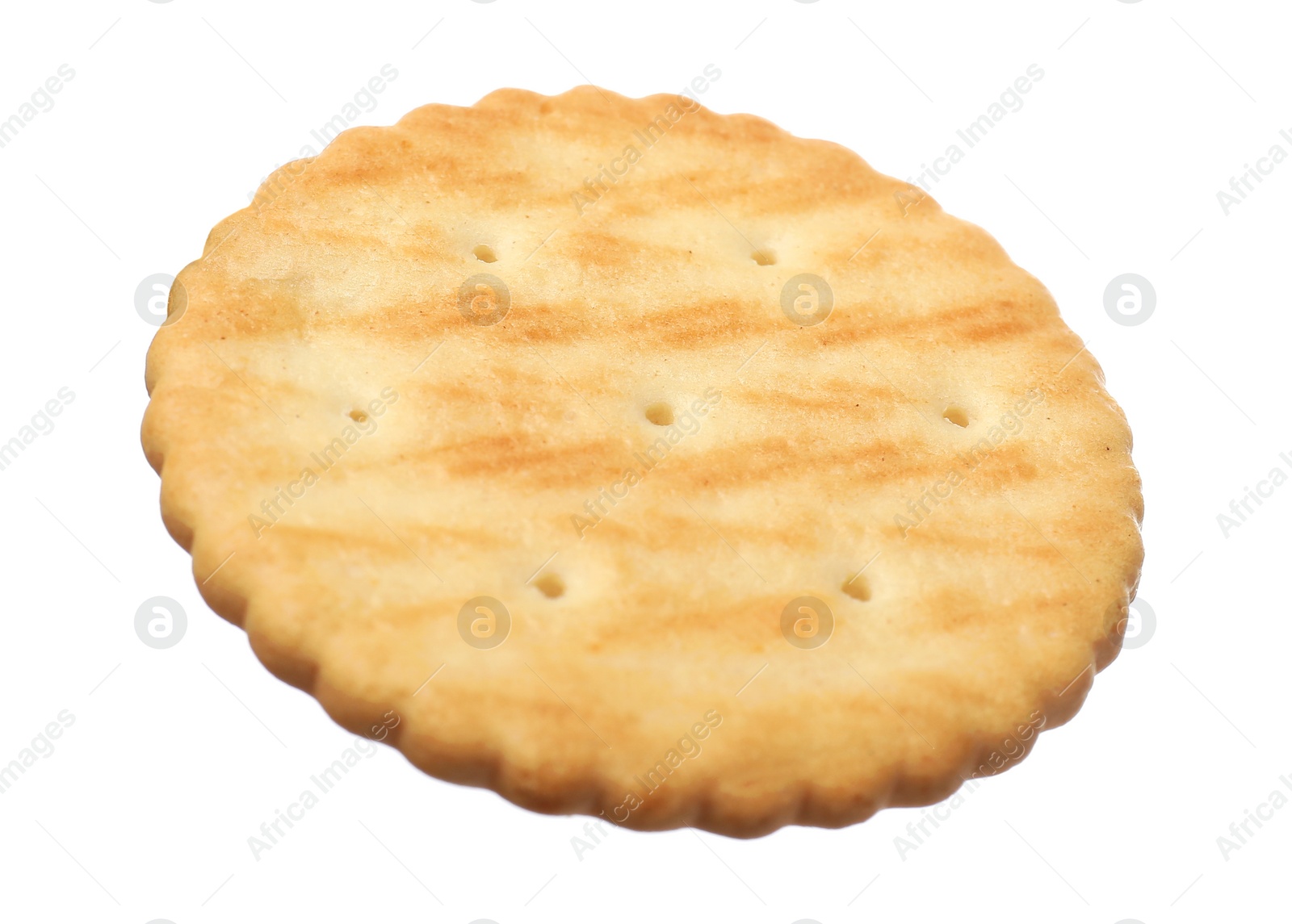 Photo of Tasty crispy round cracker isolated on white