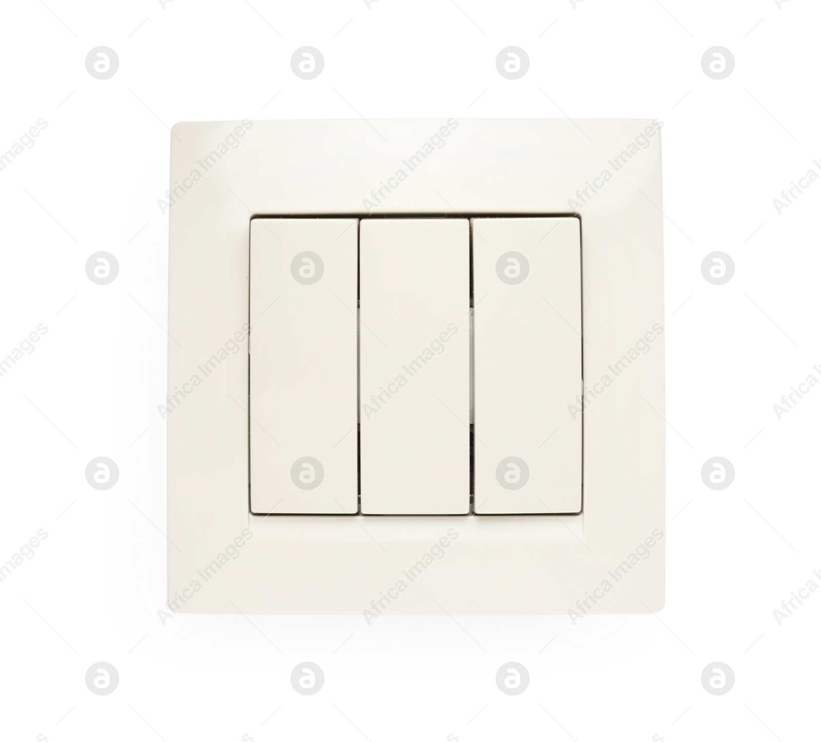 Photo of Modern plastic light switch isolated on white