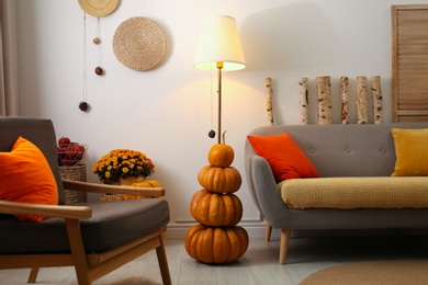 Photo of Cozy living room interior inspired by autumn colors