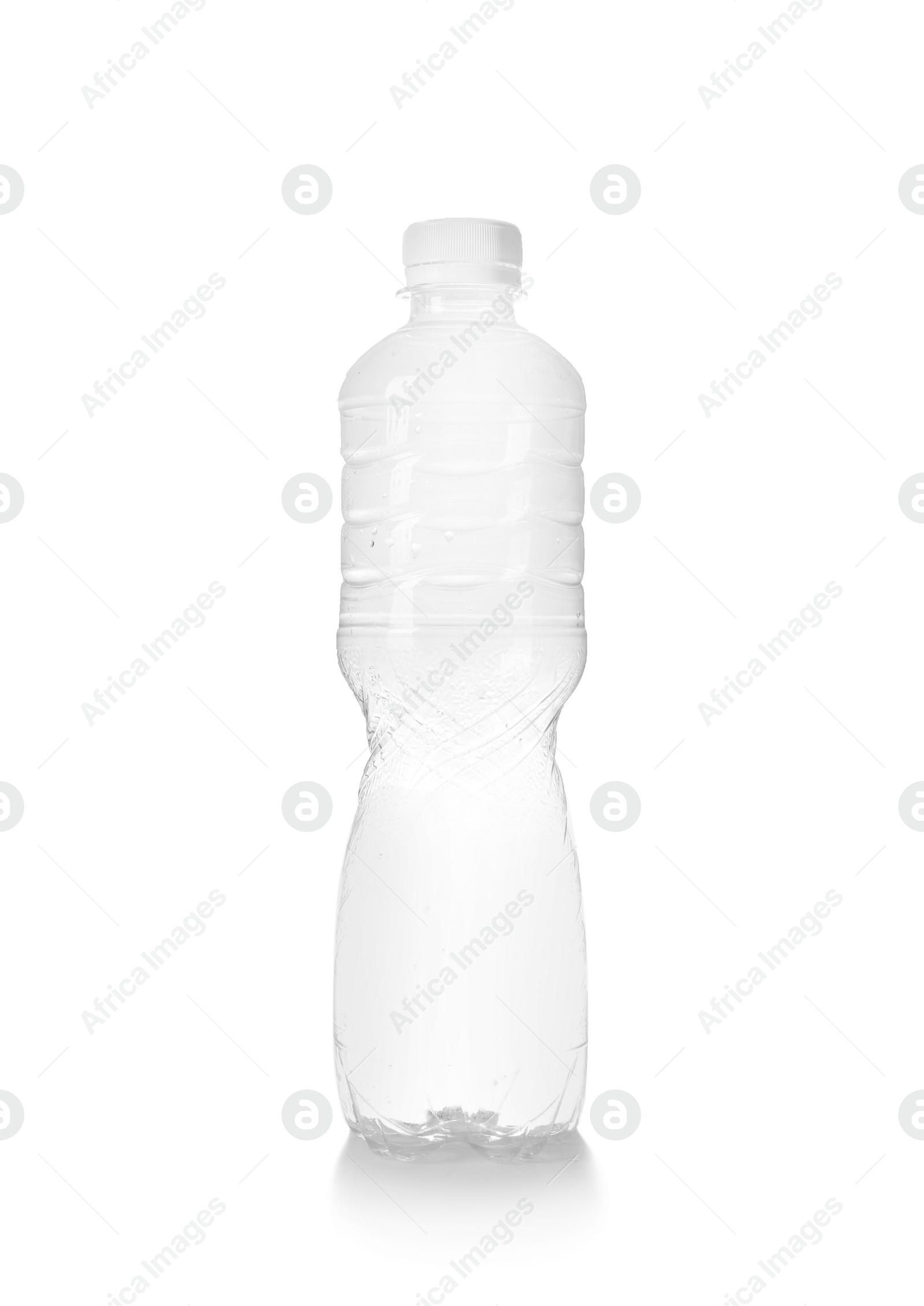 Photo of One plastic bottle on white background. Recycle concept