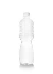 Photo of One plastic bottle on white background. Recycle concept