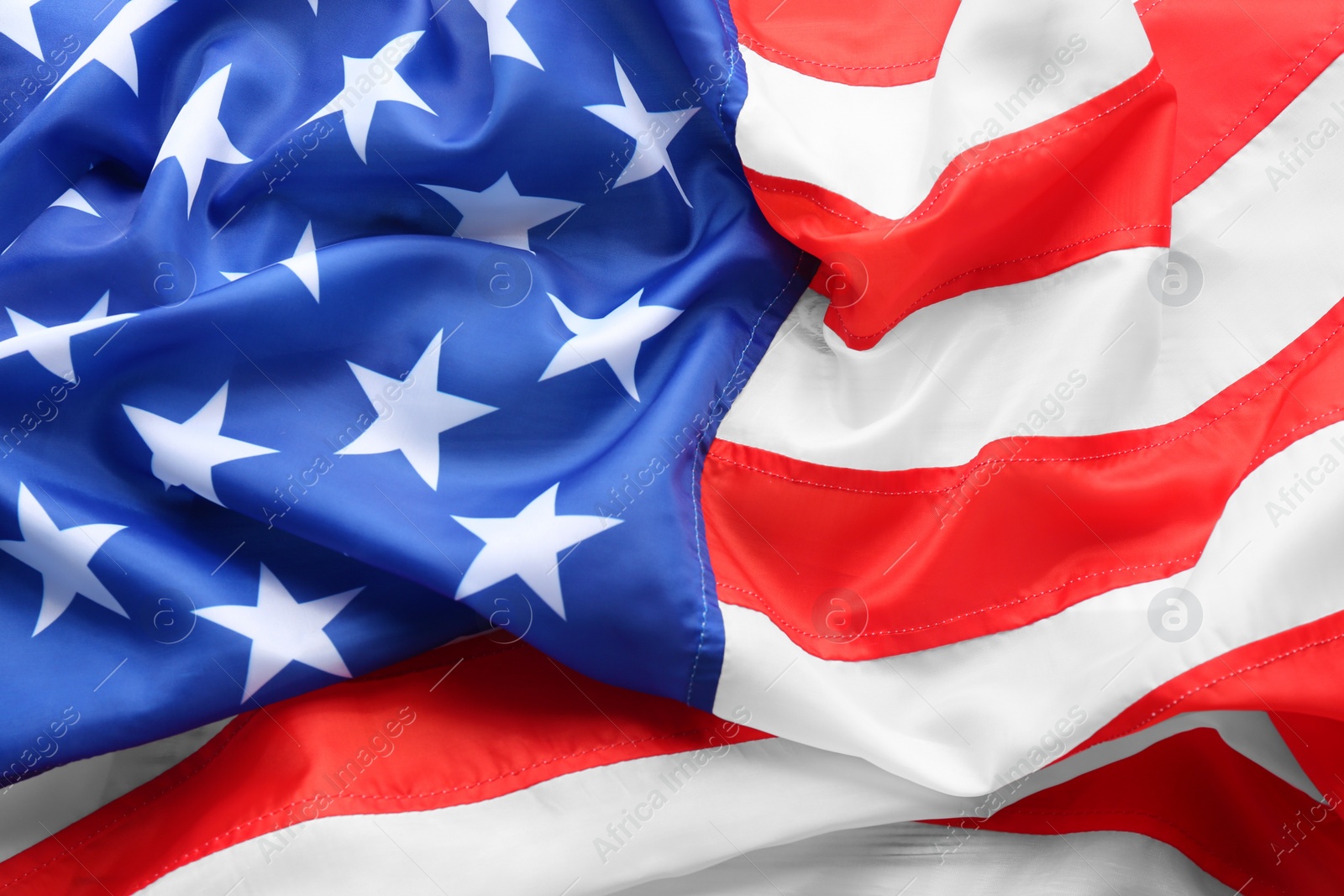 Photo of American flag as background, closeup. National symbol of USA