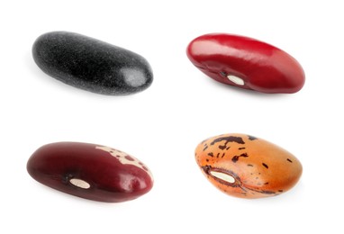 Image of Different raw kidney beans isolated on white, collection