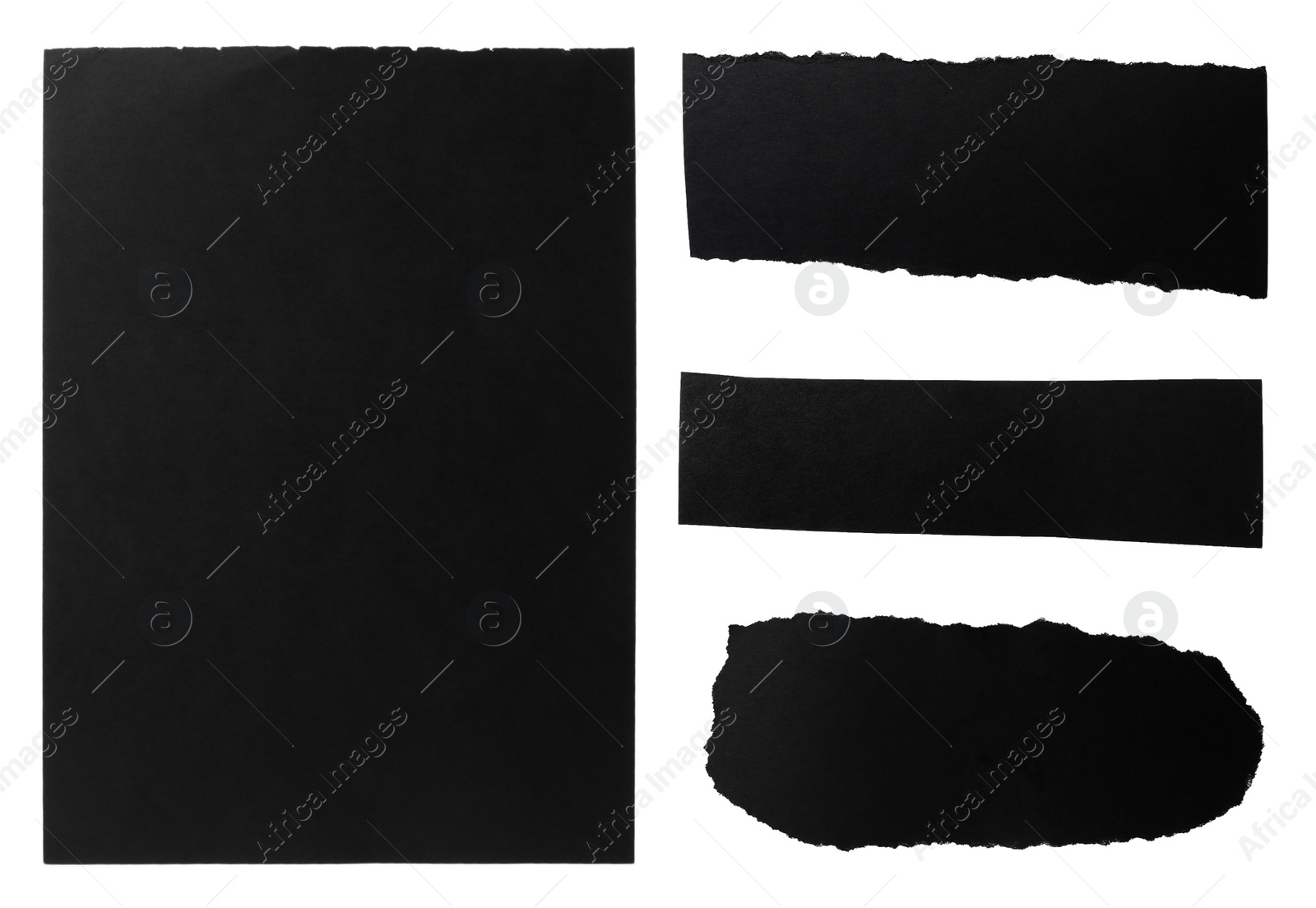 Image of Set of black notebook papers on white background