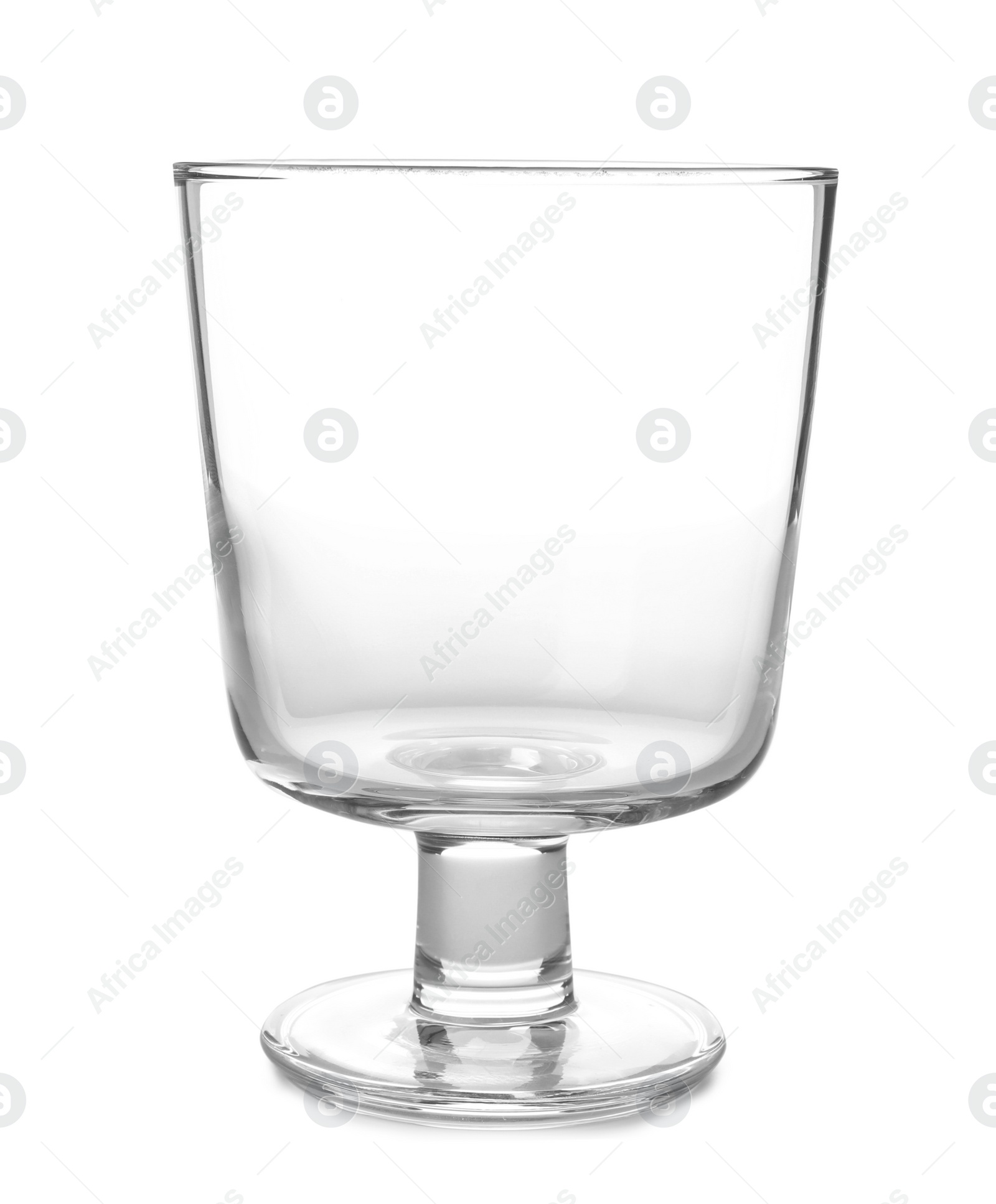 Photo of Glass dessert bowl on white background. Washing dishes