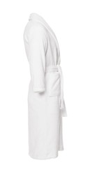 Image of Soft clean terry bathrobe isolated on white, side view