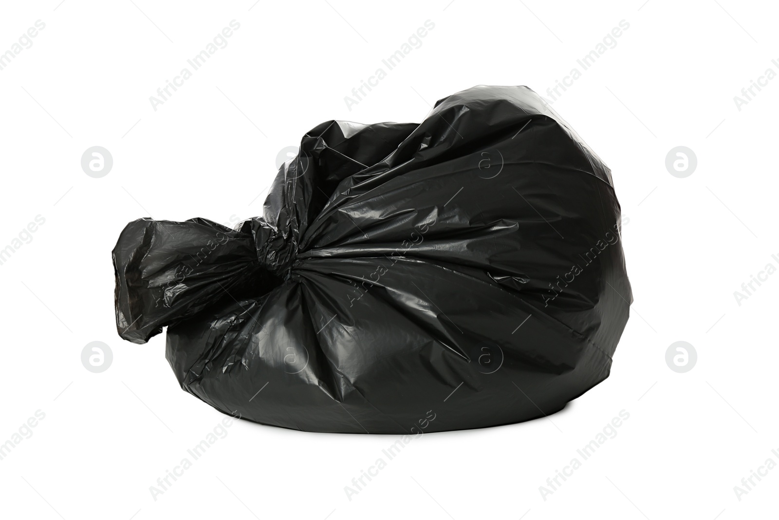 Photo of Trash bag full of garbage isolated on white