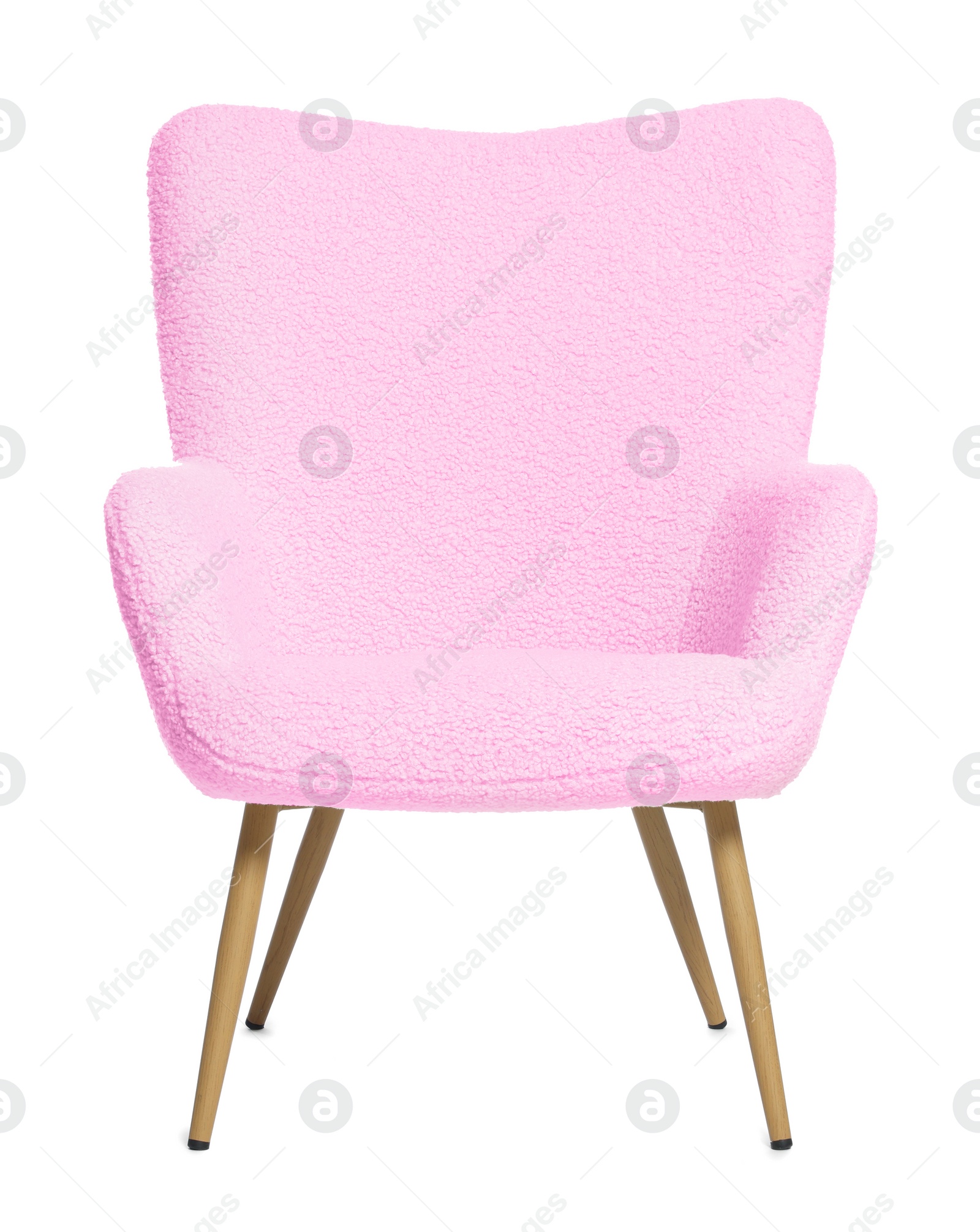 Image of One comfortable light pink armchair isolated on white