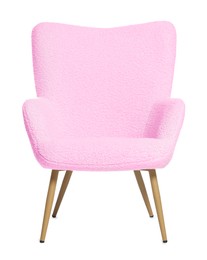 Image of One comfortable light pink armchair isolated on white