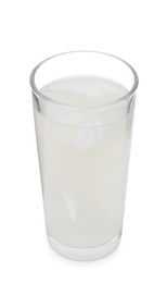 Photo of Glass of coconut water isolated on white