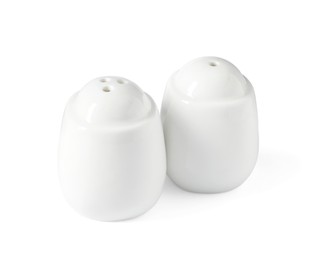 Photo of Salt and pepper shakers isolated on white